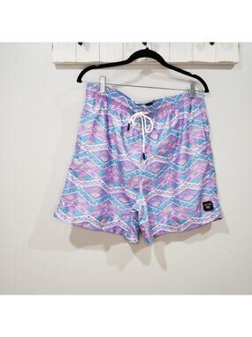 Spicy Tuna XL Purple Blue Chevron Swim Trunks Board Shorts